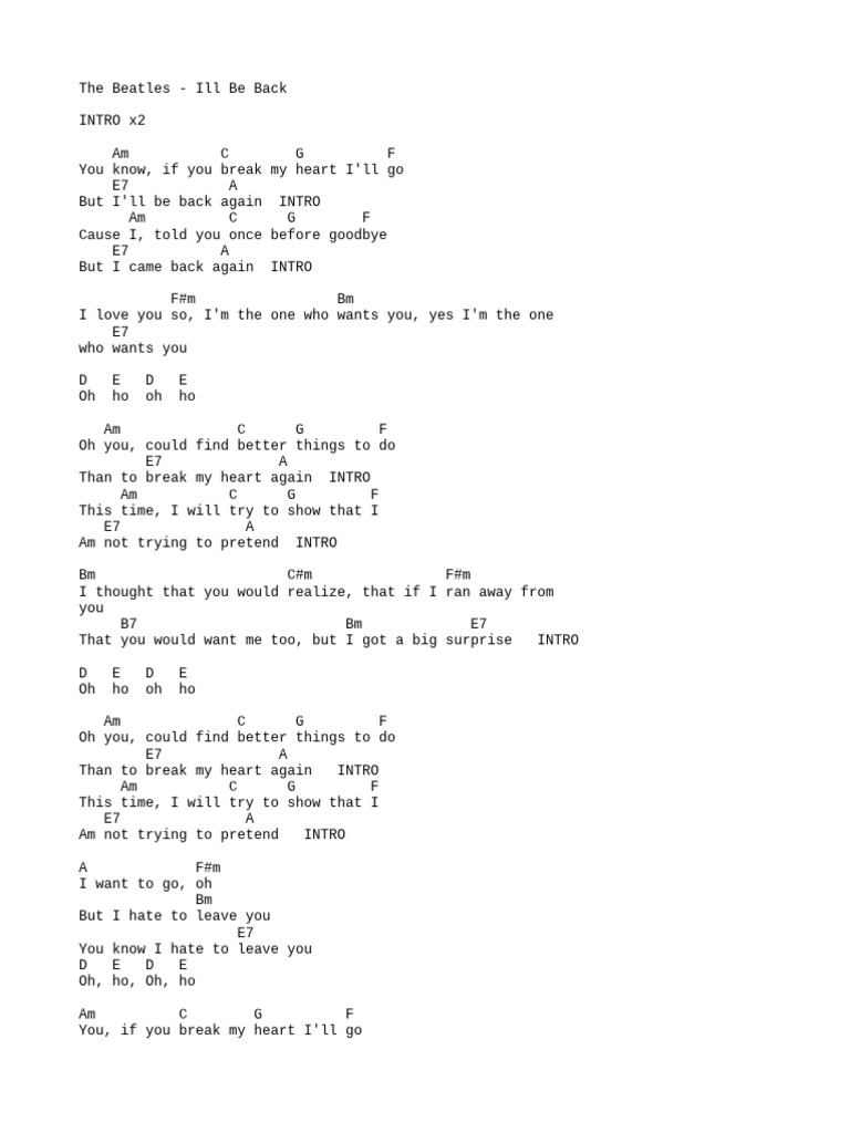 The Beatles - Ill Be Back | PDF
