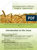 FDI Africa Farmlands: Threat or Opportunity