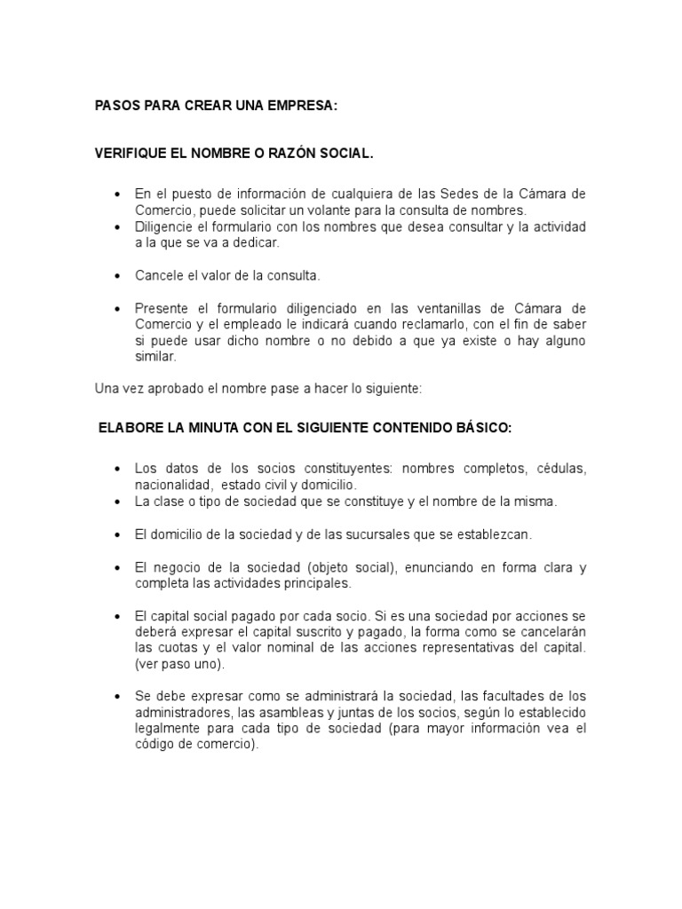 Pasos para Crear una Empresa | PDF | Sociedad de responsabilidad ...
