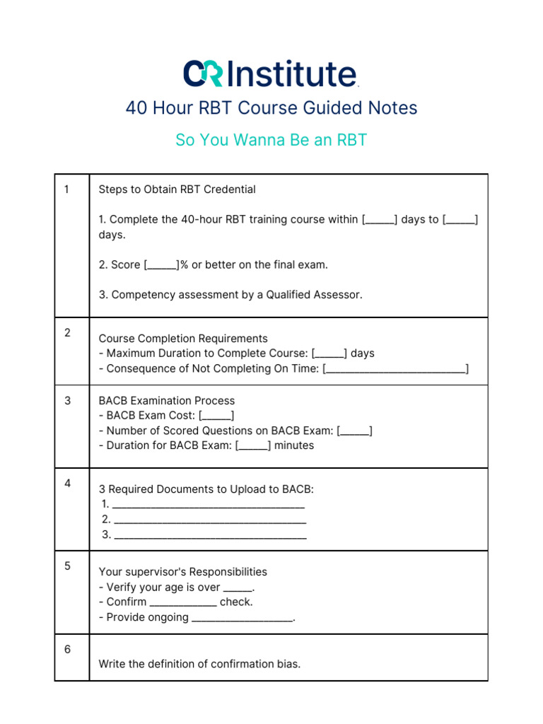 RBT Credential Steps and Requirements | PDF | Attention Deficit ...