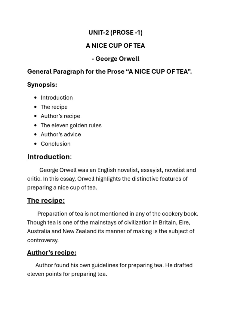 A Nice Cup of Tea Essay: Discover Comfort in Every Sip