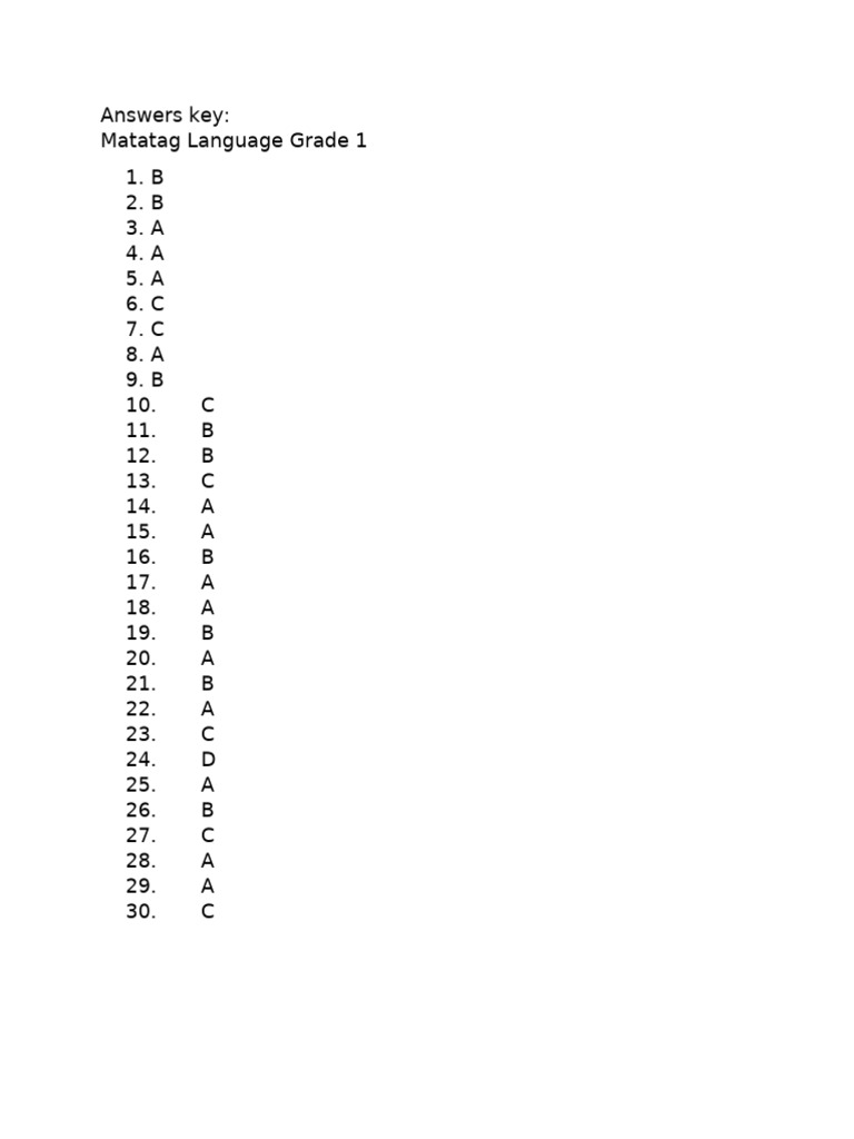 Matatag Language Grade 1 Answers | PDF
