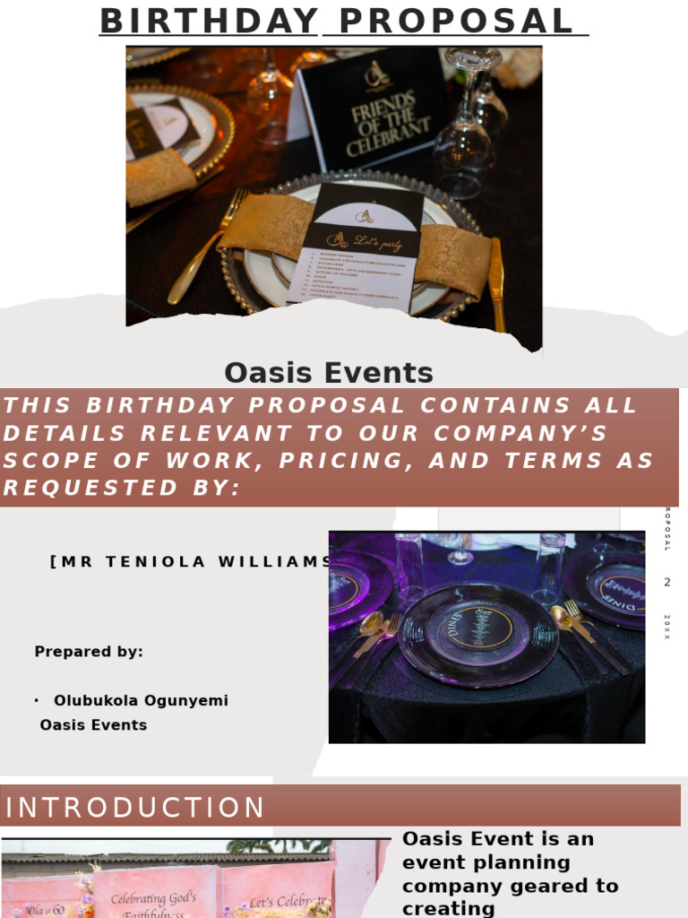 Oasis Birthday Proposal Copy-2 | PDF | Business