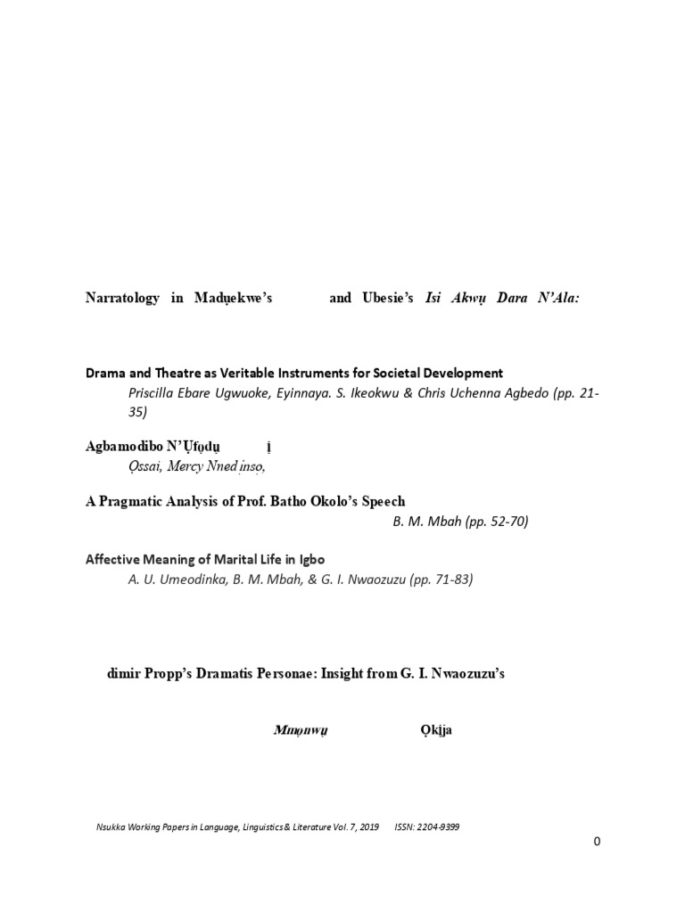 Narratology in Dinta and Isi Akwu | PDF | Narrative