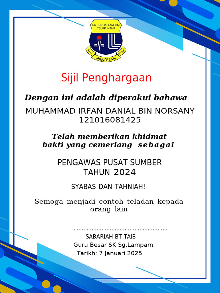 Template Sijil | PDF