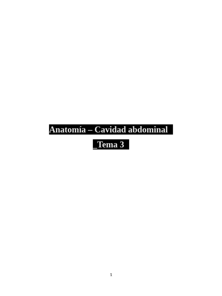 Anatomía de la Cavidad Abdominal | PDF | Abdomen | Tracto gastrointestinal