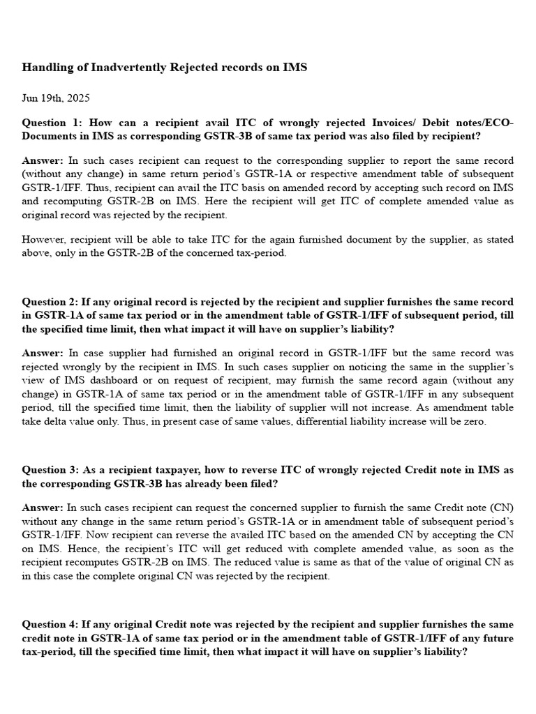 Handling of Inadvertently Rejected Records On IMS | PDF | Taxes ...