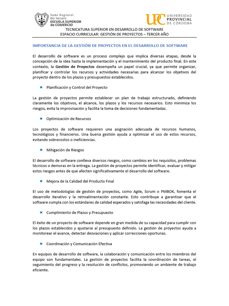 Gestión de Proyectos en Software | PDF | Ingeniería de software | Software