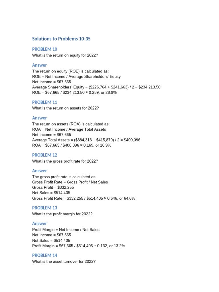 Solutions To Problems 10-35 With Questions | PDF | Dividend | Revenue