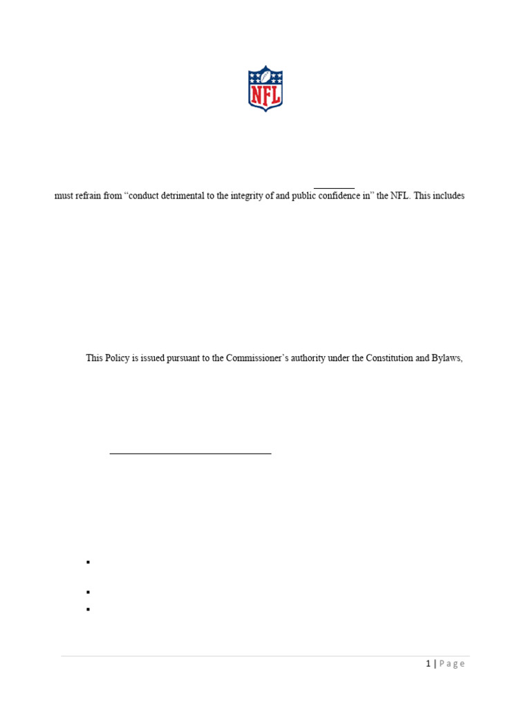 NFL Player Conduct Policy 2022 | PDF | Crimes | Crime & Violence