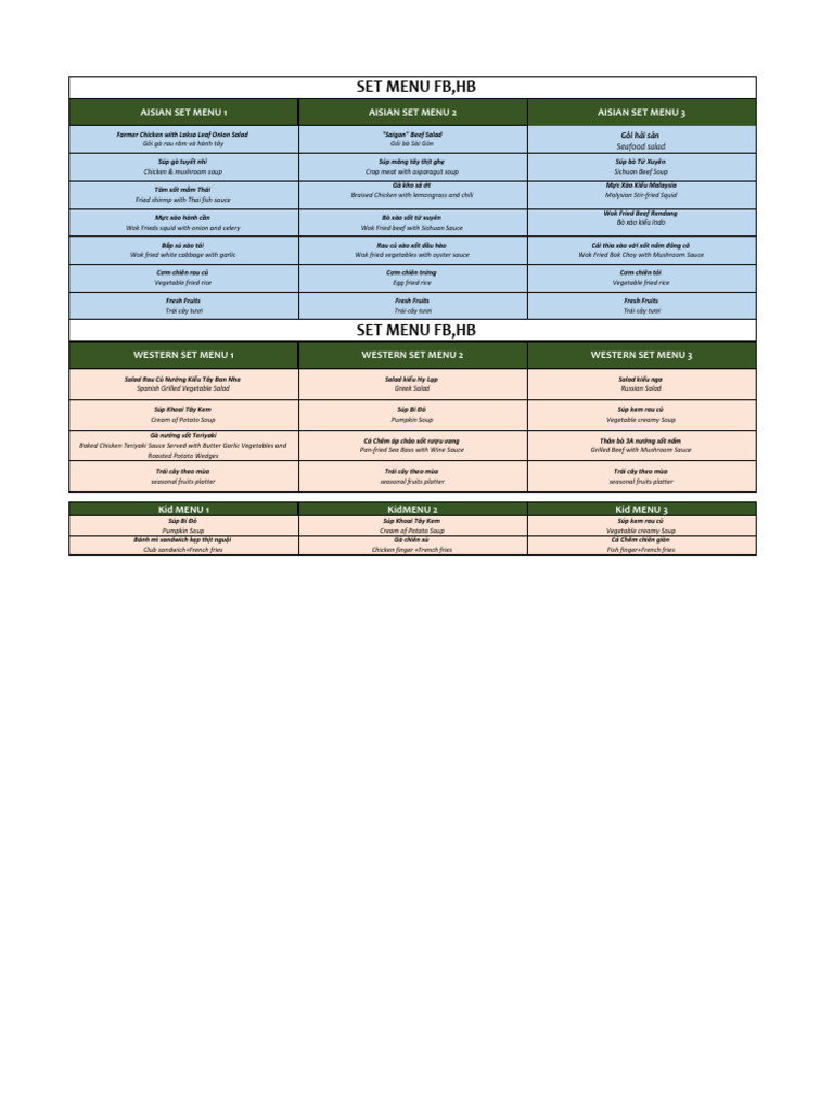 Menu FB, HB 2025 | PDF