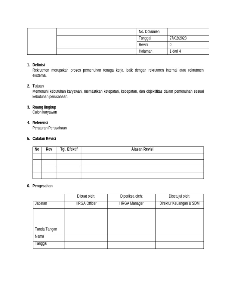Prosedur Rekrutmen Karyawan Efektif | PDF