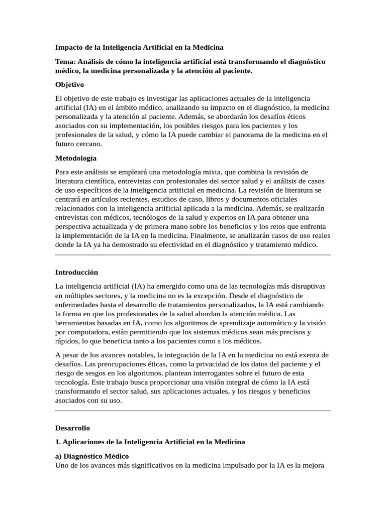 IA en Medicina: Transformación y Retos | PDF | Inteligencia artificial ...