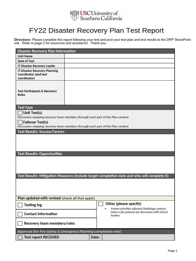 FY22 Disaster Recovery Test Report | PDF