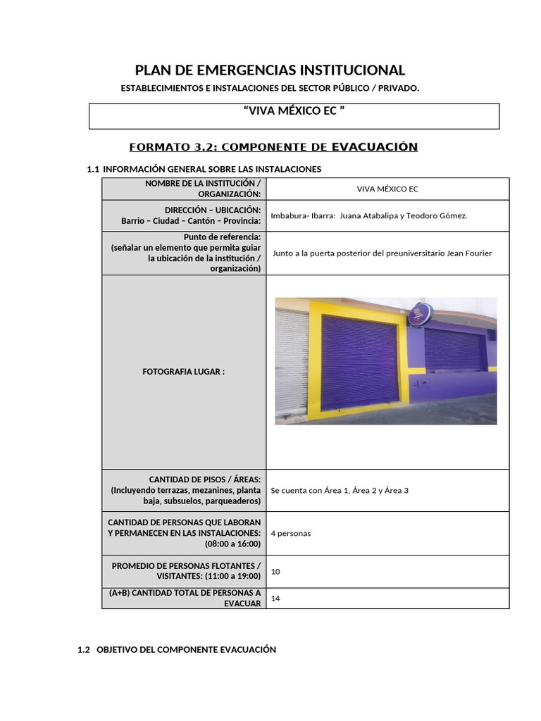 Plan de Emergencia Viva Mexico T | PDF | Primeros auxilios | Seguridad ...