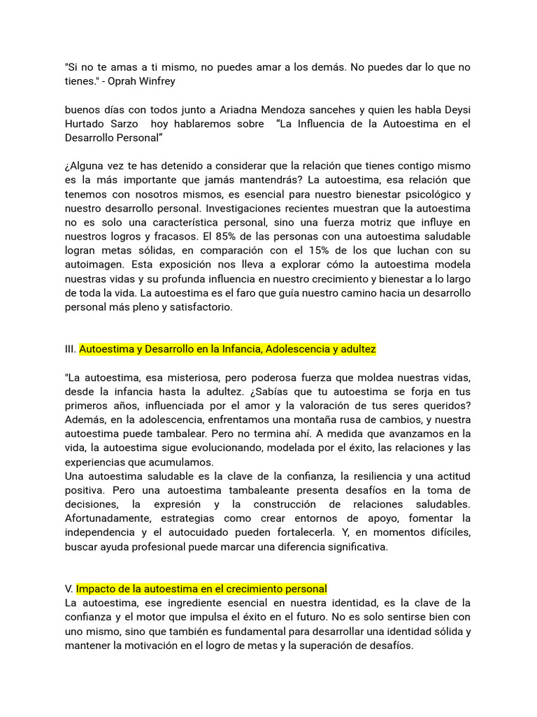Autoestima y Desarrollo Personal: Claves Esenciales | PDF | Autoestima ...