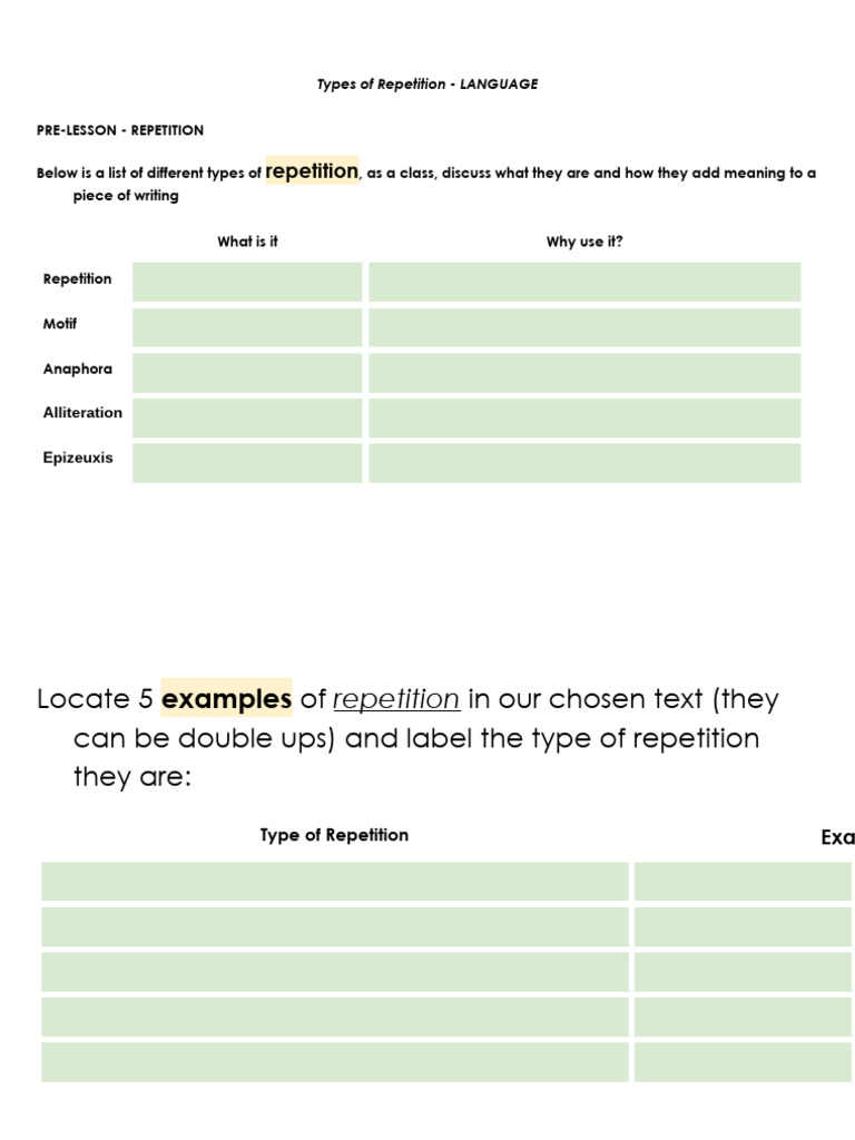 Types of Repetition in Language | PDF