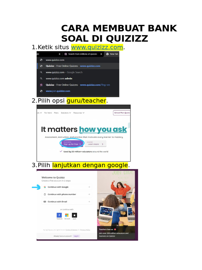Cara Membuat Bank Soal Di Quizizz Pdf
