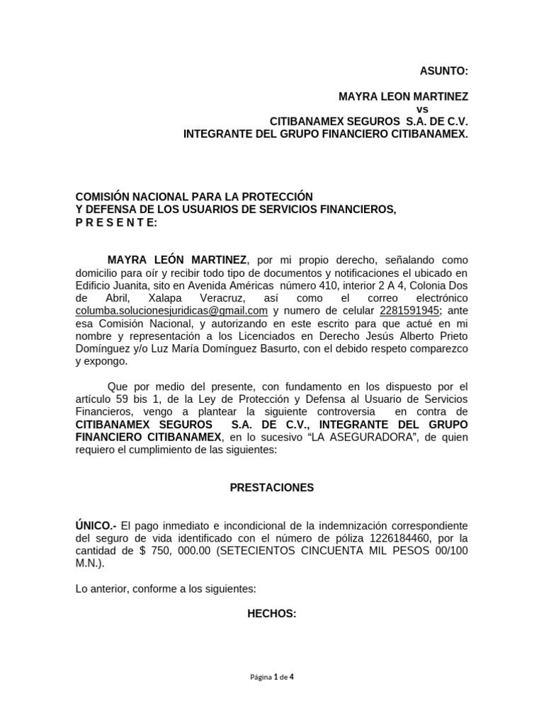 Queja Condusef Mayra | PDF | Póliza de seguros | Seguro