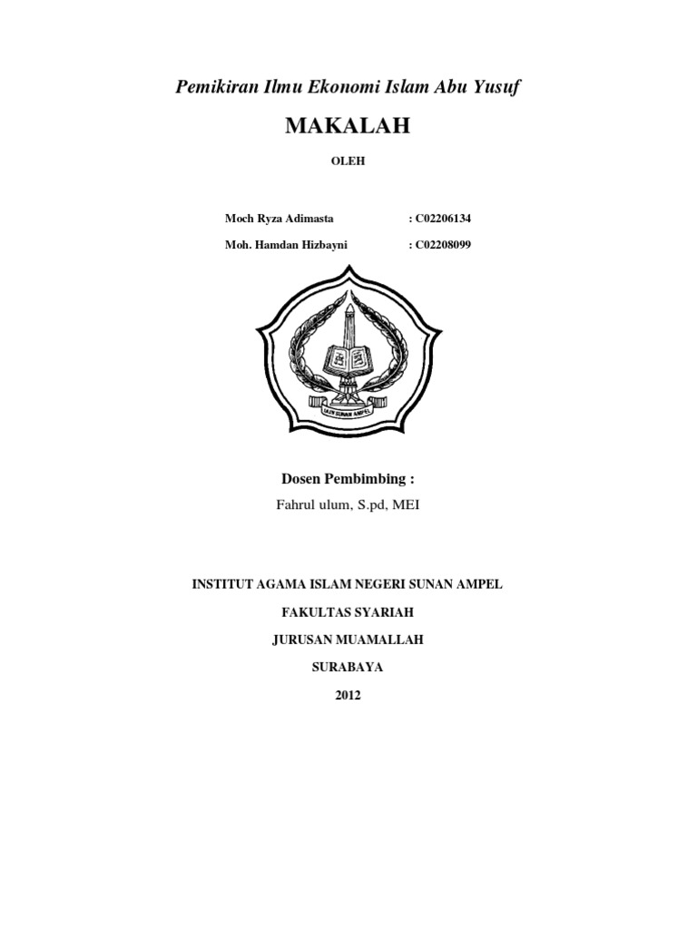 Makalah Sejarah Pemikiran Ekonomi Islam Abu