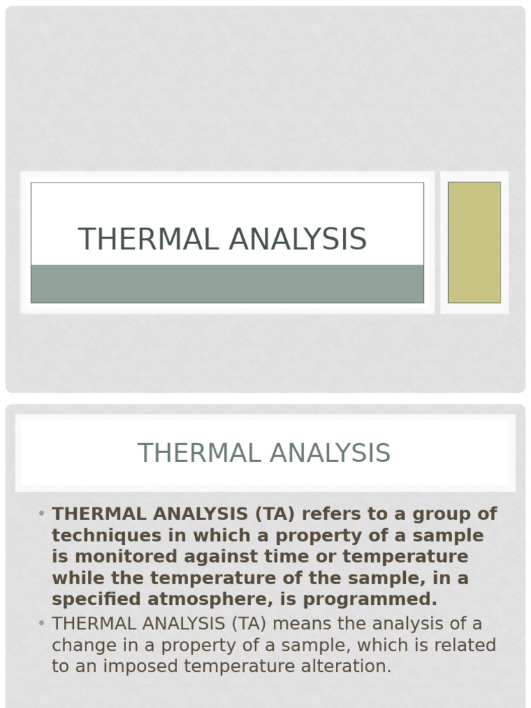 Thermal Analysis Techniques Overview | PDF | Differential Scanning ...