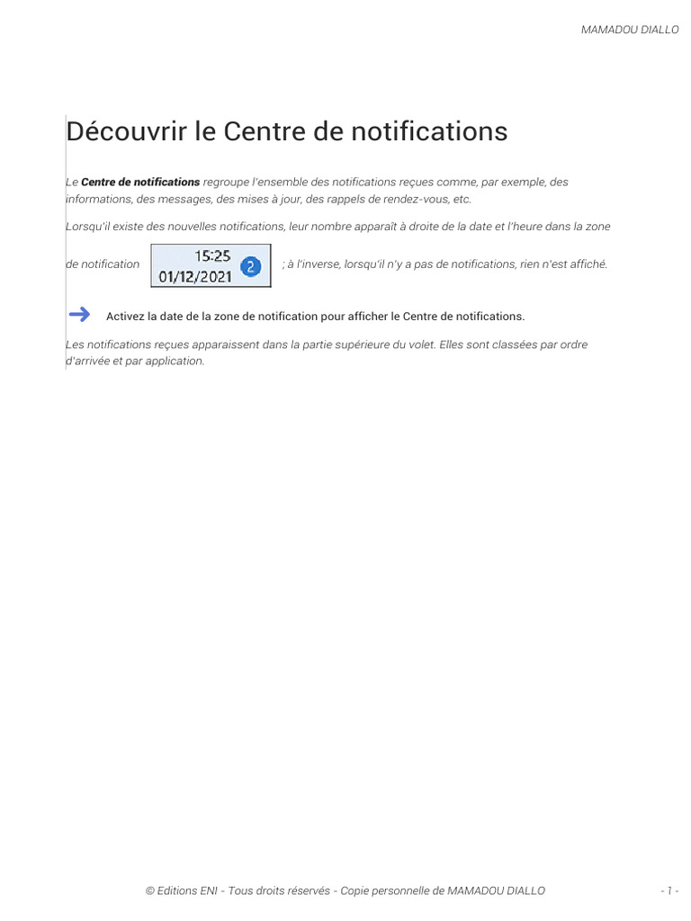 Guide du Centre de notifications | PDF