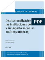 BID - Institucionalizacion de Las Instituciones Politicas y Su Impacto Sobre Las Politicas Publicas