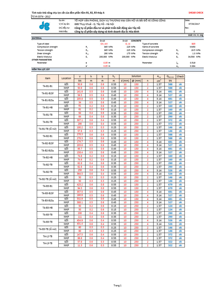 69b - Thap A - KT Luc Cat Dam BTCT (TCVN) - Rev03 | PDF