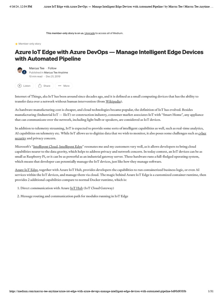 Azure IoT Edge With Azure DevOps - Manage Intelligent Edge Devices With ...