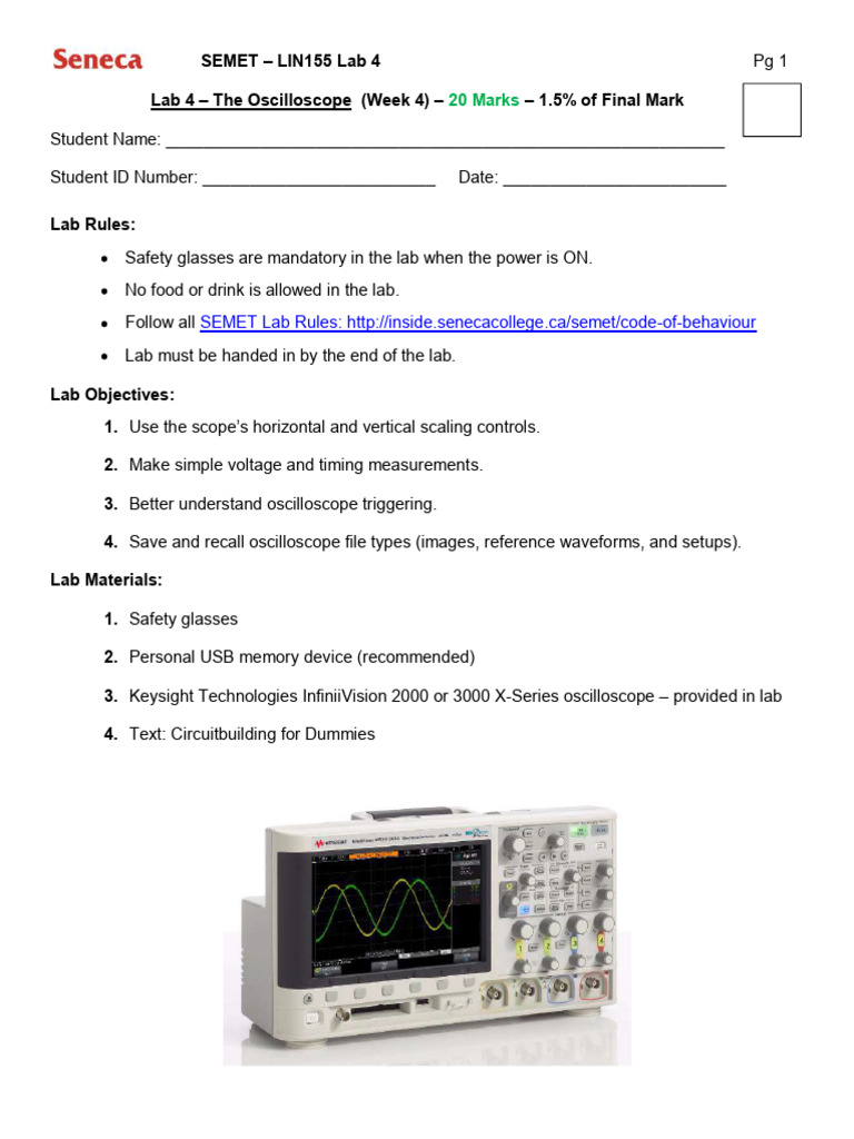 Oscilloscope Lab: Measurements & Setup | PDF | Electronics | Electrical ...