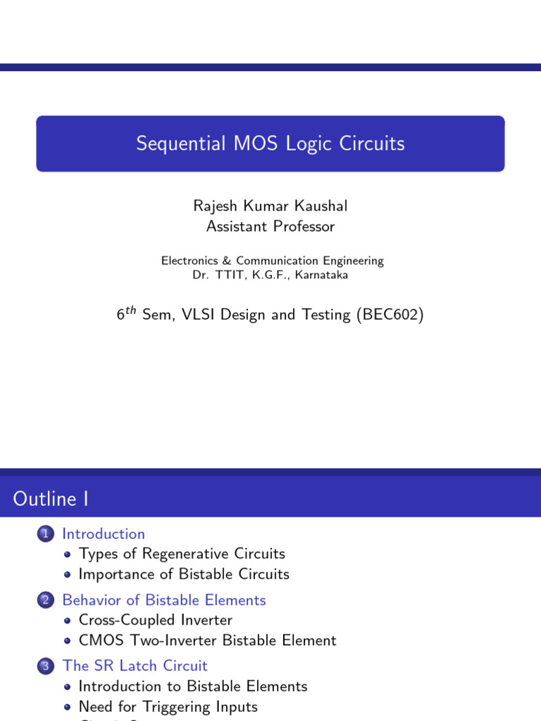 Bistable Elements in MOS Logic Circuits | PDF | Logic Gate | Cmos