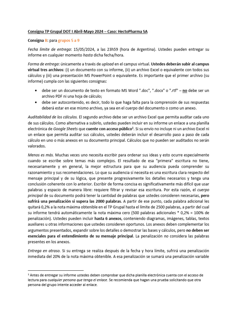 Consigna (B) TP Grupal - DOT I 2024 para Grupos 5 A 9 | PDF | Microsoft ...