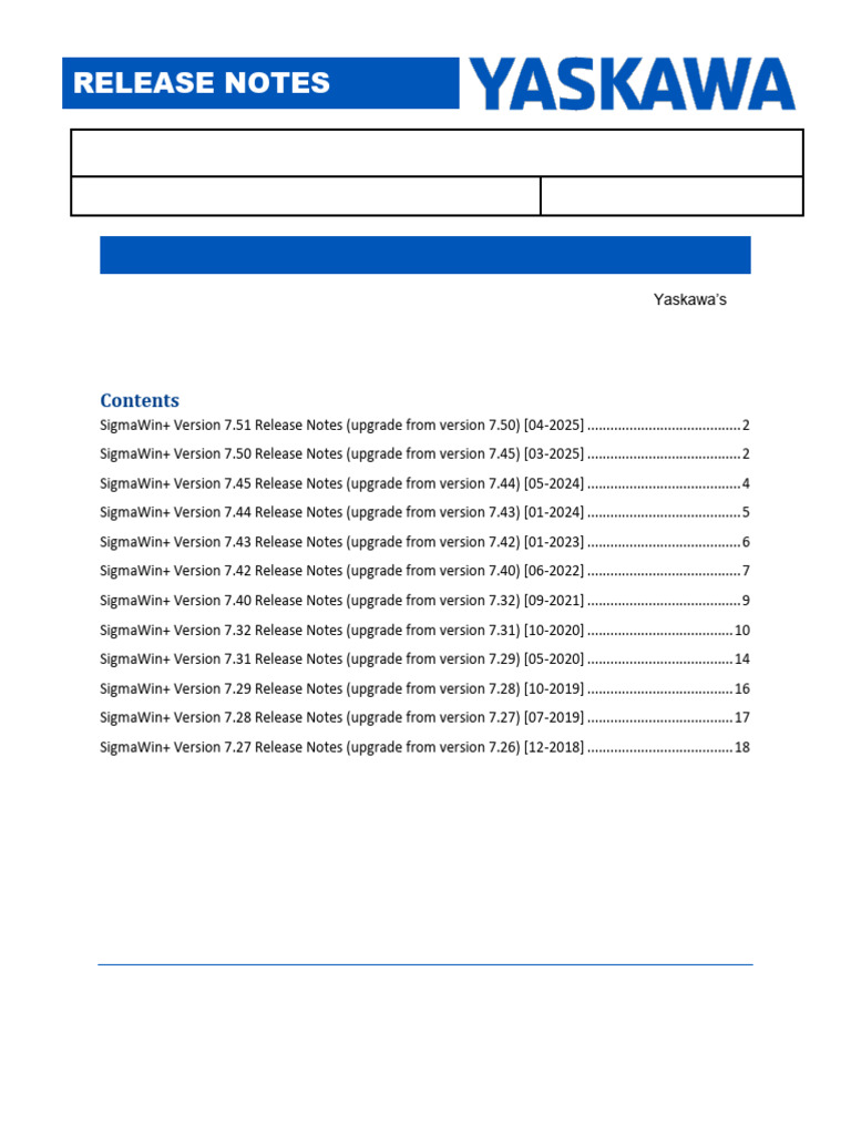 SigmaWin+ V7.51 Release Notes | PDF | Gear | Servomechanism