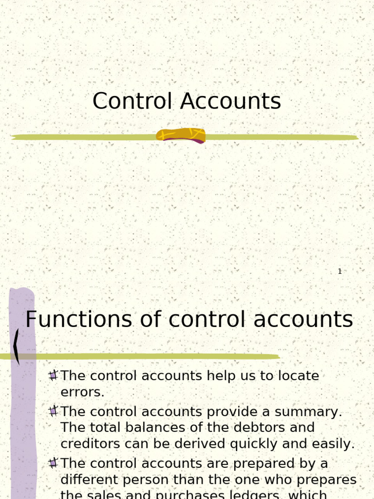 Slide Control Account | PDF | Debits And Credits | Financial Economics