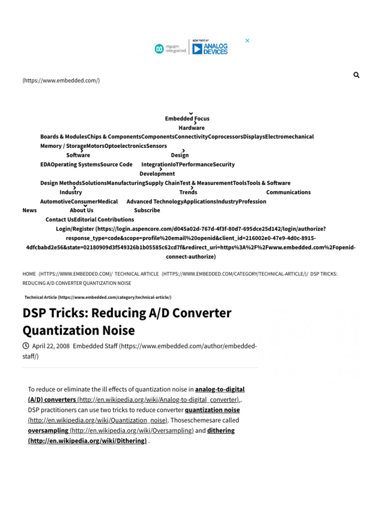DSP Tricks for A/D Noise Reduction | PDF | Analog To Digital Converter ...