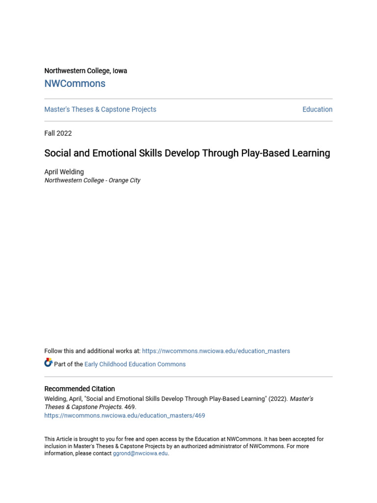 Play-Based Learning for Emotional Skills | PDF | Learning | Preschool