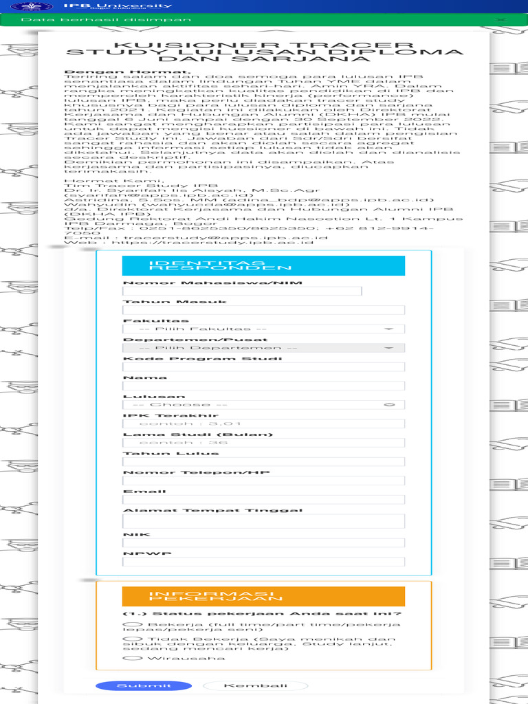 Tracer Study Lulusan IPB 2021 | PDF