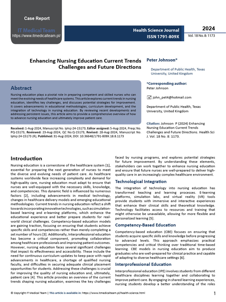 Trends and Challenges in Nursing Education | PDF | Nursing ...