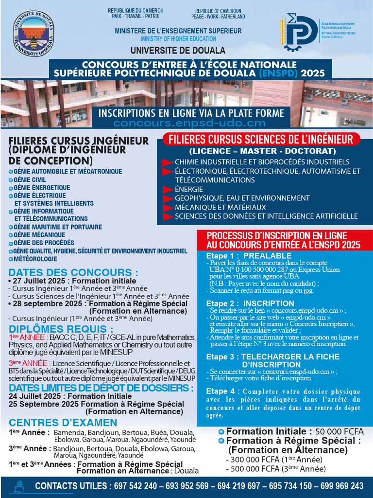 Concours ENSPD 2025 : Inscription et Détails | PDF | Ingénierie