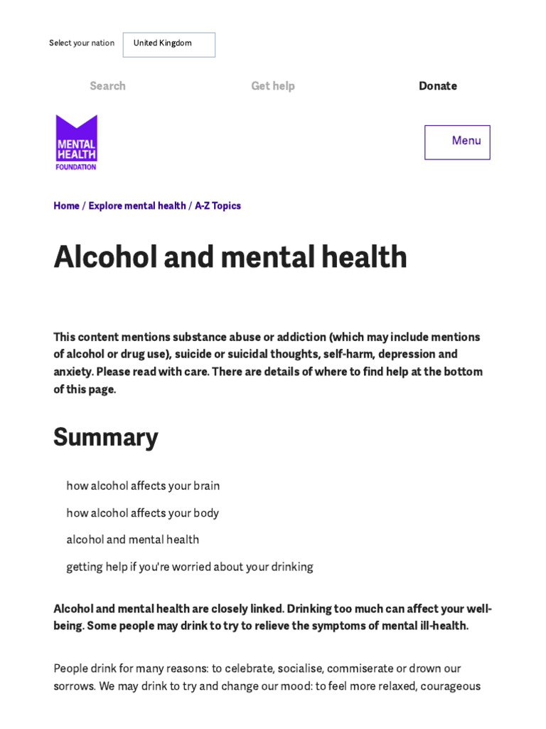 Alcohol and Mental Health | PDF | Alcoholism | Major Depressive Disorder
