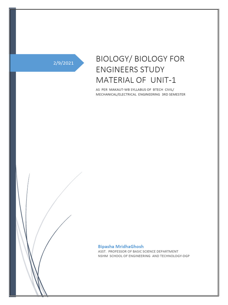 Biology For Engineers Unit-1 | PDF | Flight | Engineering