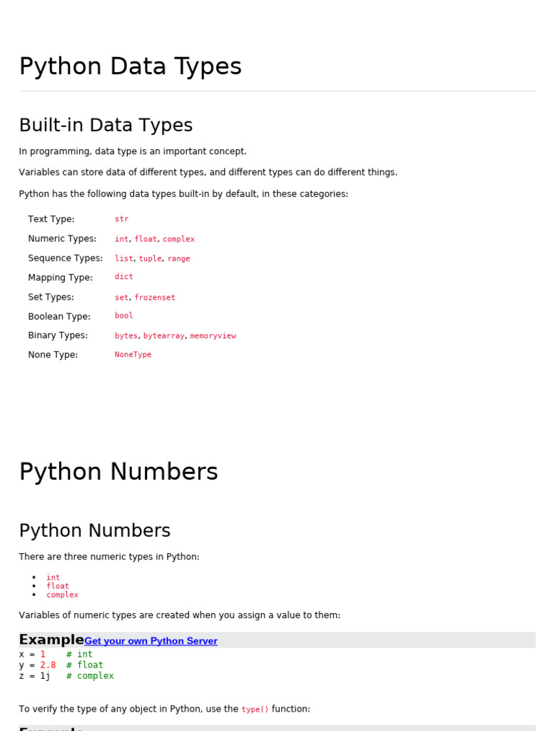 Python Built-in Data Types Overview | PDF | Data Type | Integer ...