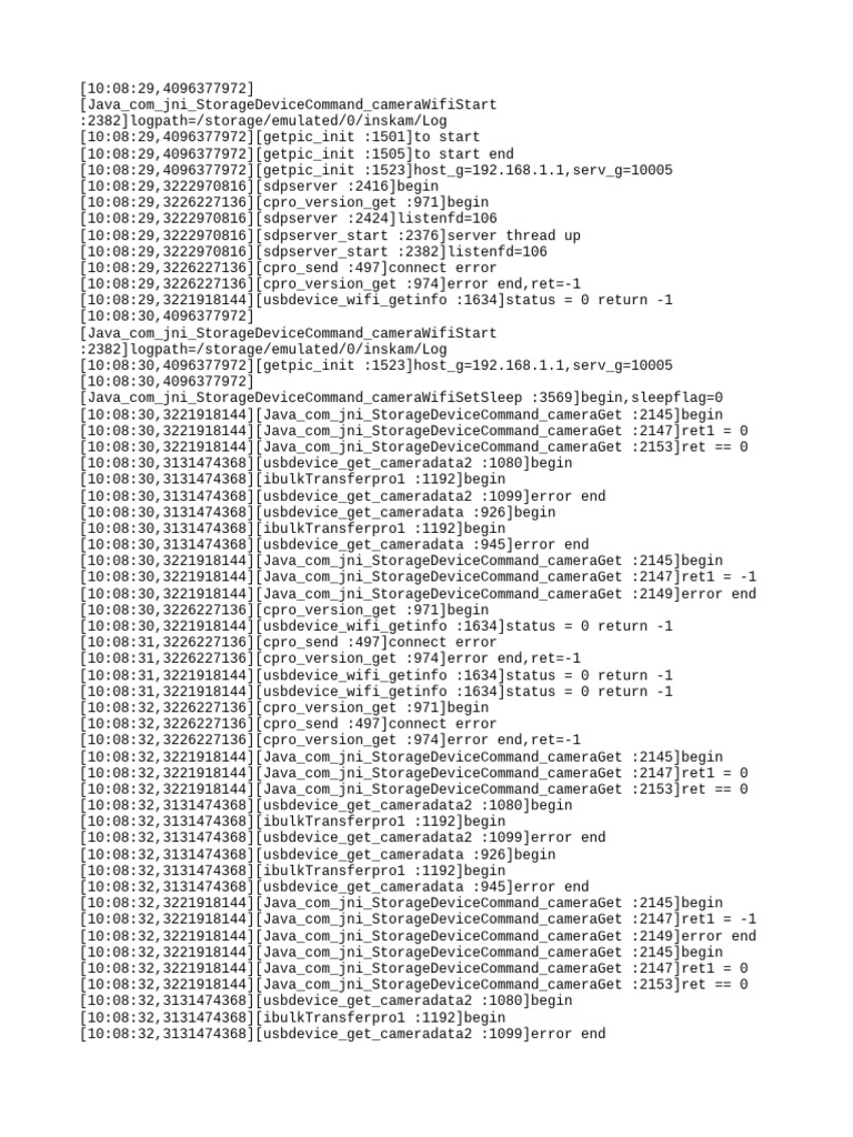 Camera WiFi Connection Log Analysis | PDF | Software | Computing