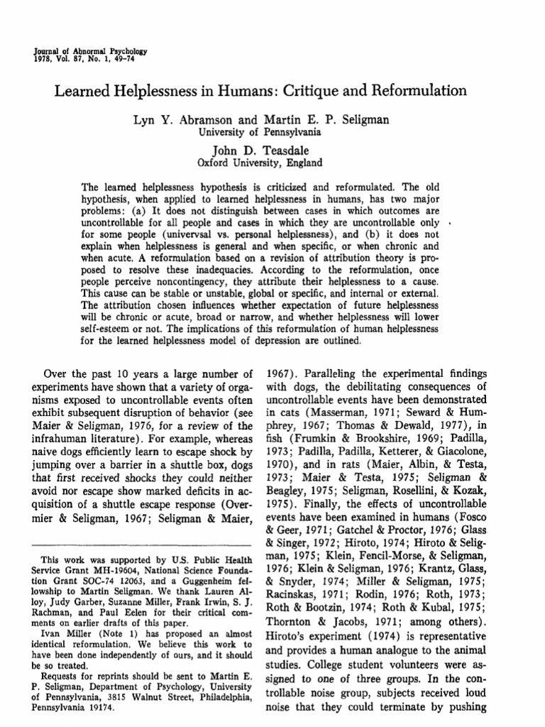 LEARNED HELPLESSNESS EXPERIMENT visual data 2