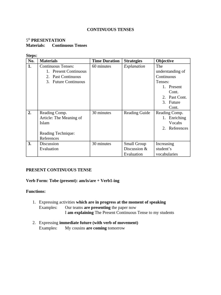 Understanding Continuous Tenses | PDF | Grammatical Tense | Verb