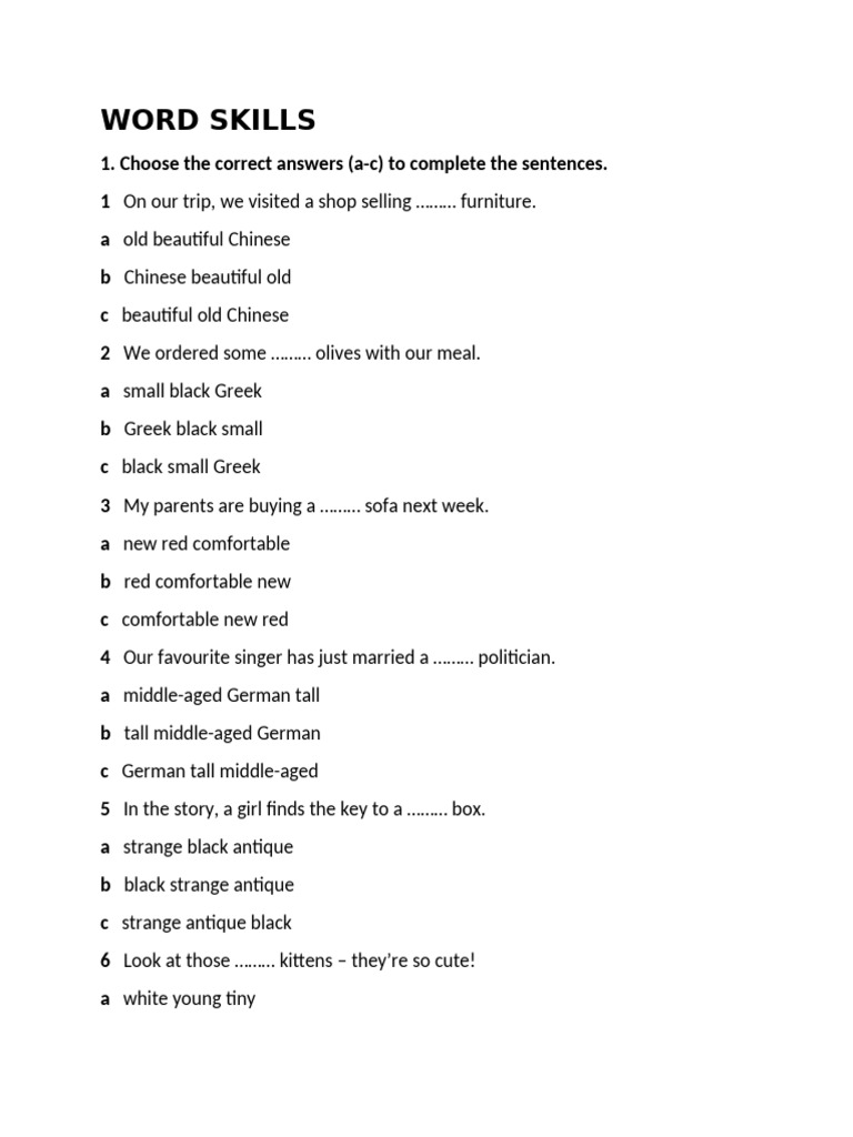 Word Skills Practice and Answers | PDF