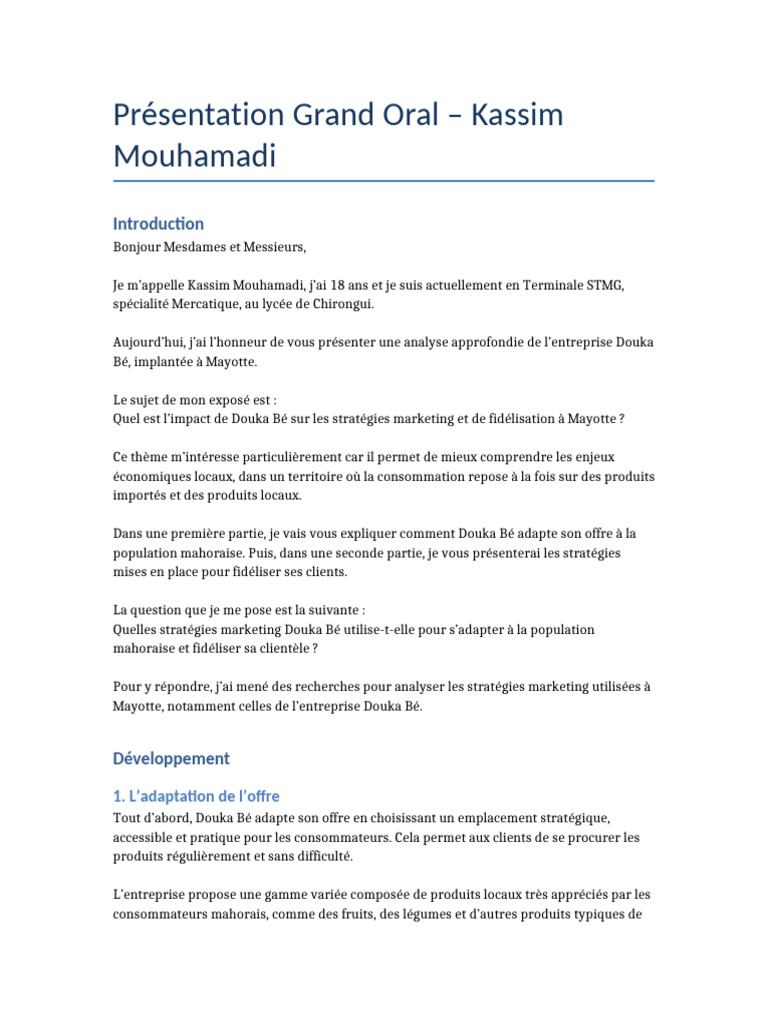 Impact de Douka Bé sur le marketing à Mayotte | PDF | Commercialisation ...