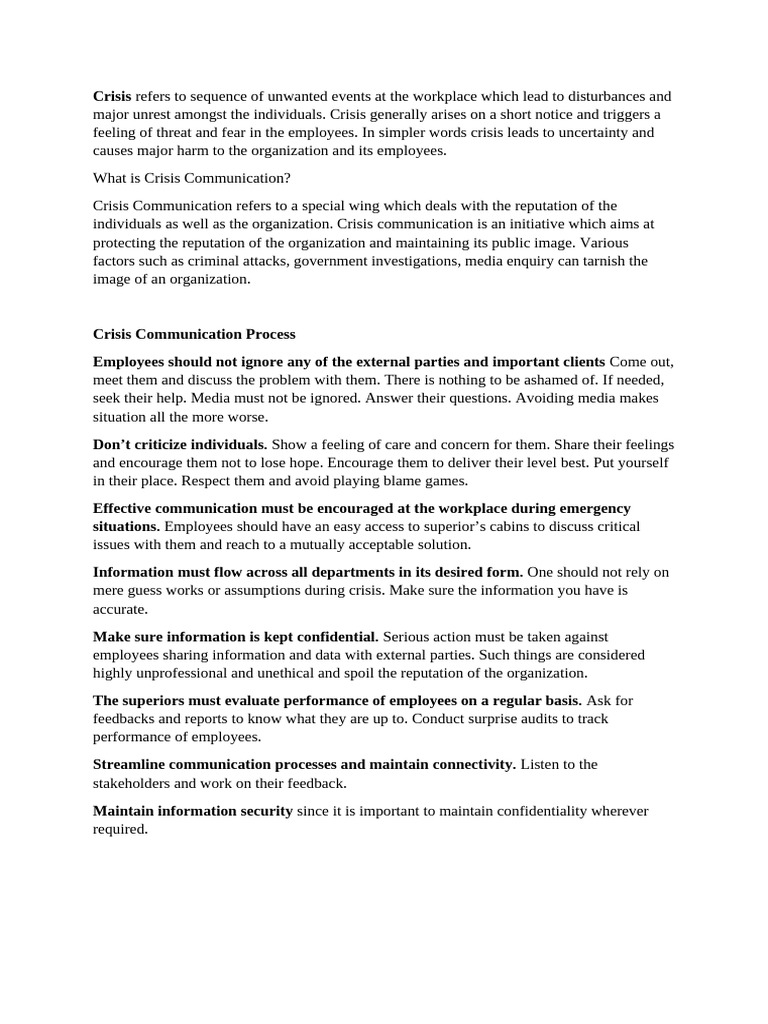 Effective Crisis Communication Strategies | PDF