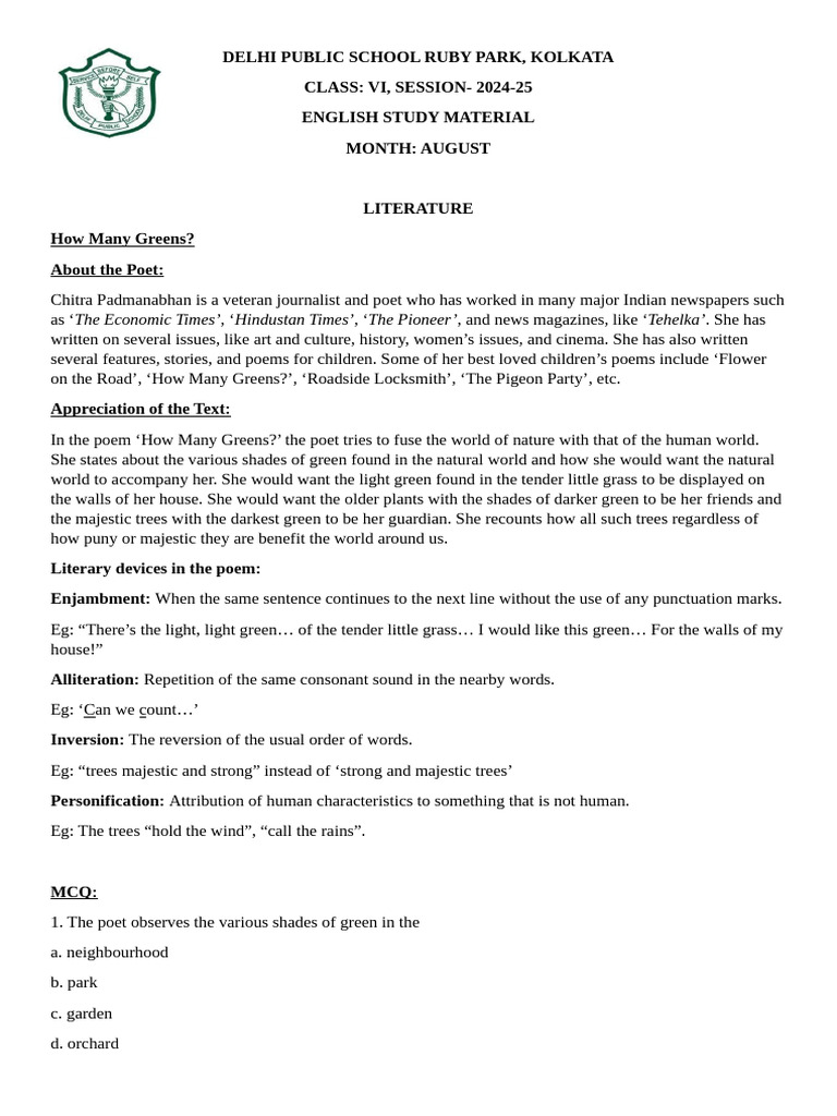 Class 5 August Study Material 2024 | PDF | Grammatical Number | Plural