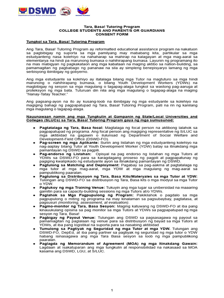 Final Approved College Students Parental Consent | PDF